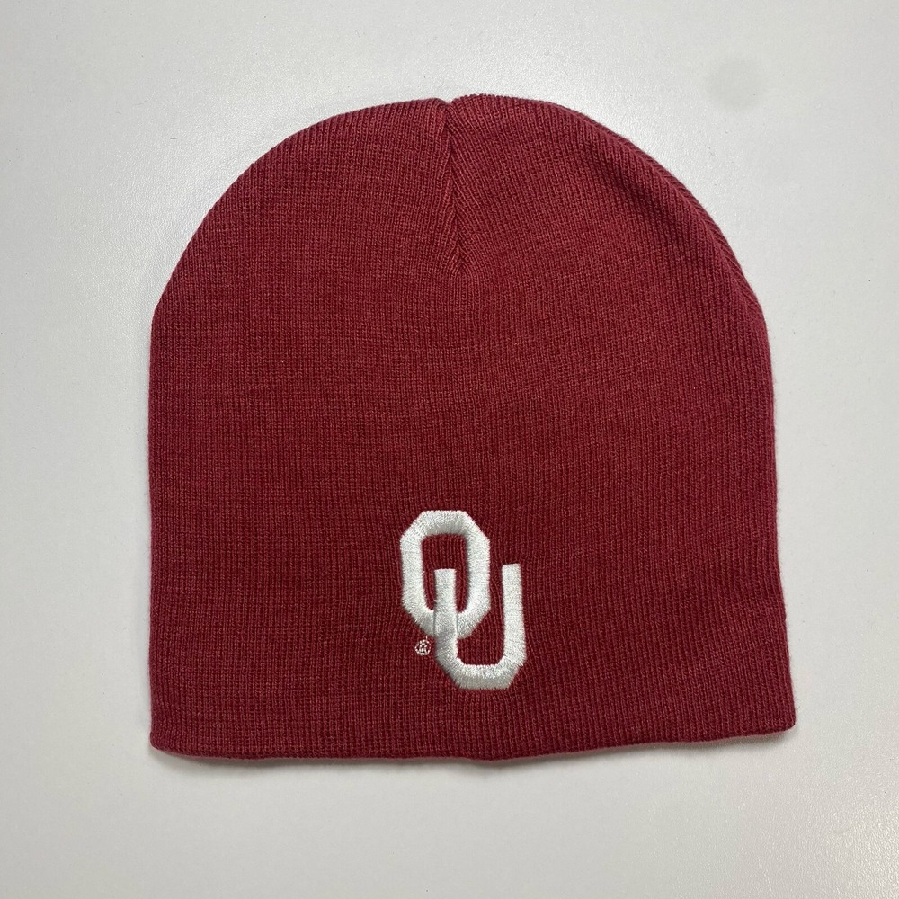 Oklahoma Sooners Beanie Hat Winter Knit Cap OSFM One Size Uncuffed Sports NWOT